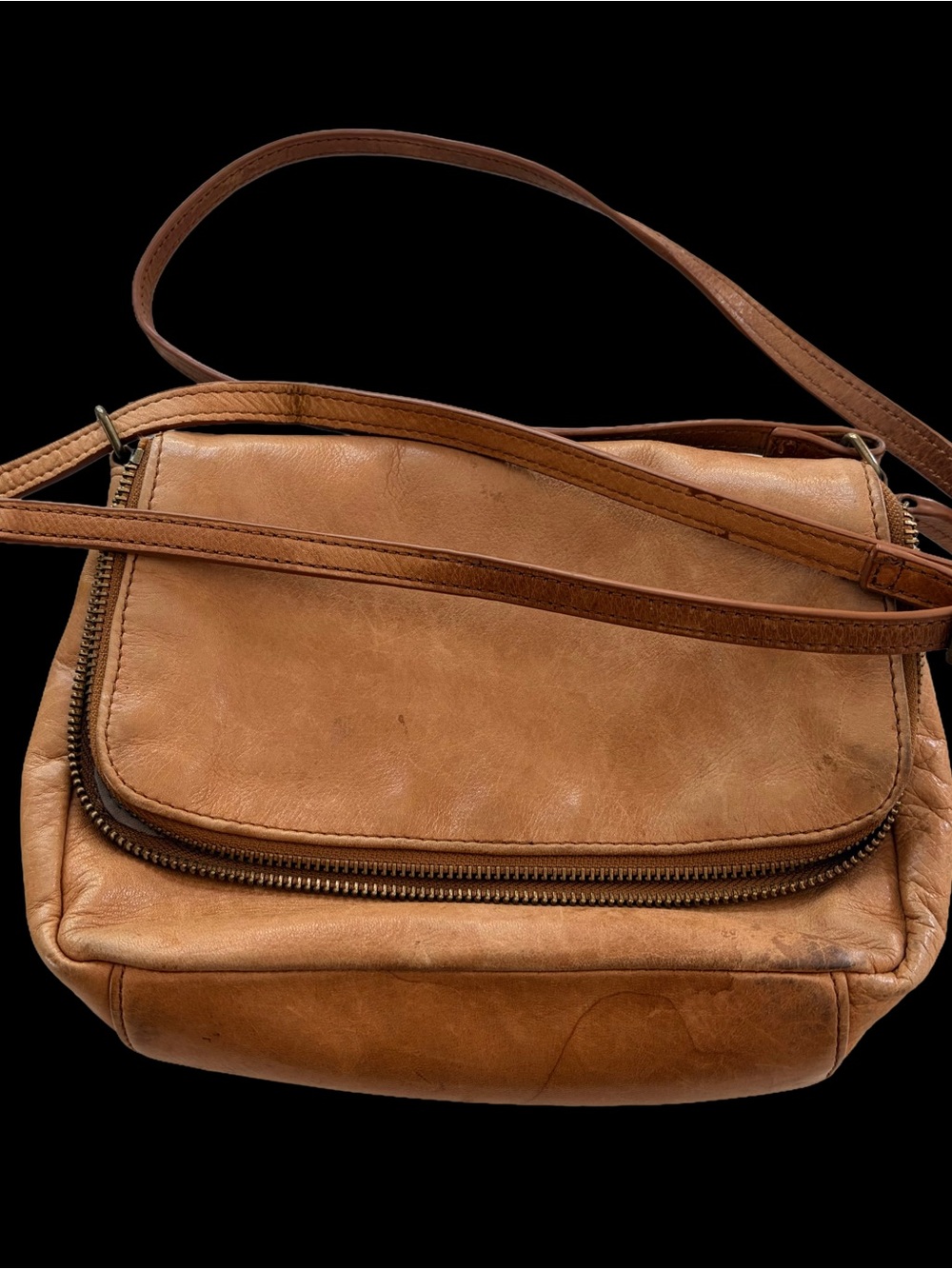 margot Cognac Brown Leather Crossbody Bag